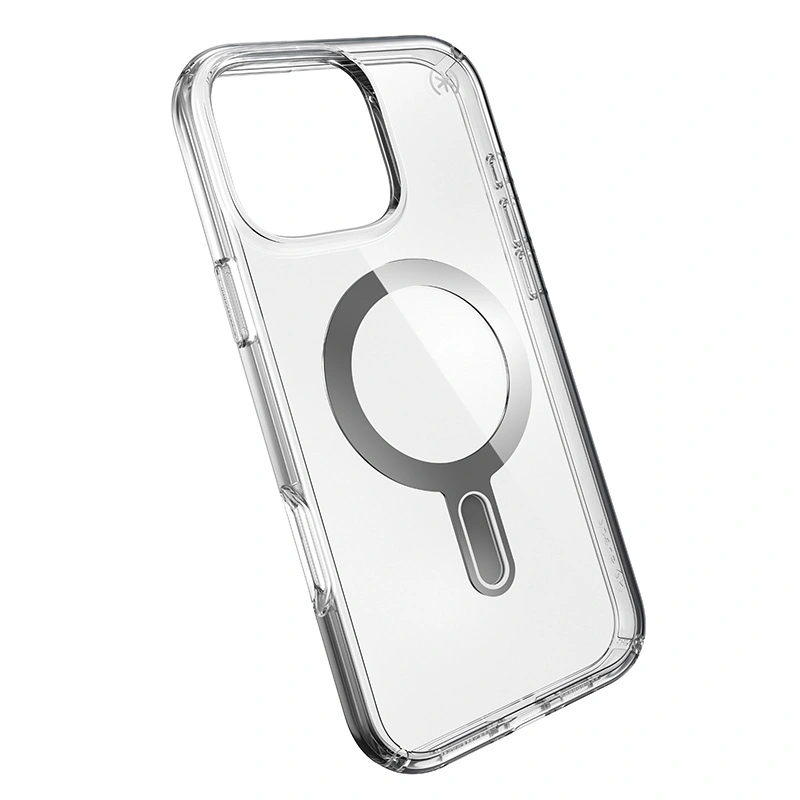 Case Speck Presidio Perfect-Clear ClickLock & MagSafe Apple iPhone 16 Pro Max (Clear / Chrome Finish / Serene Silver)