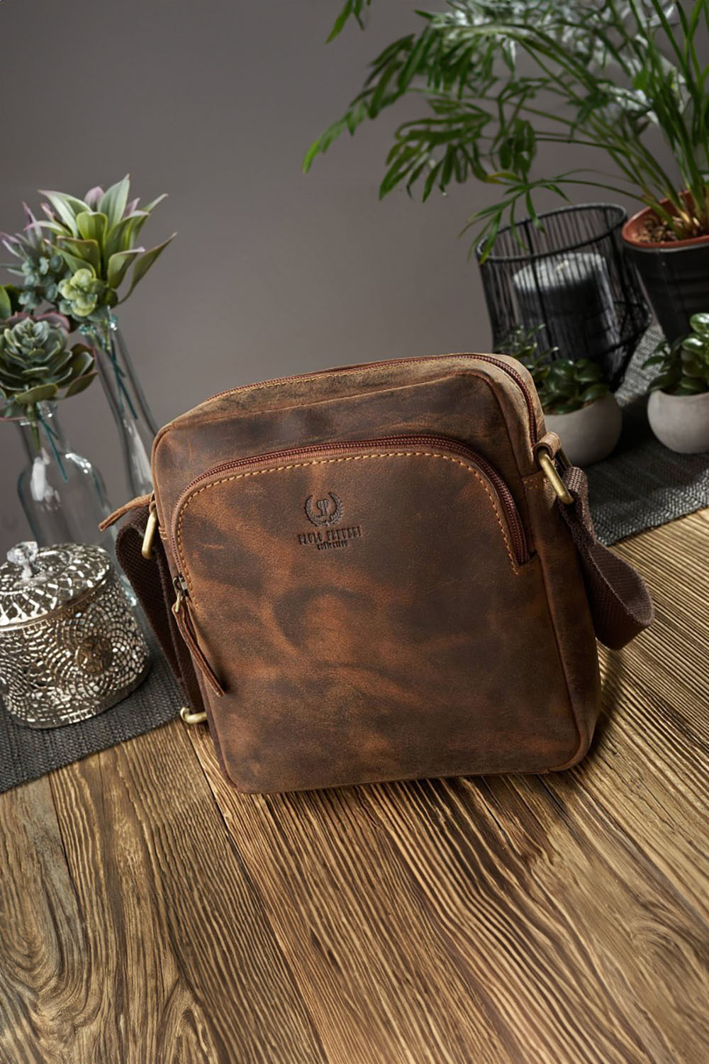 Natural leather bag model 191535 Galanter  brown