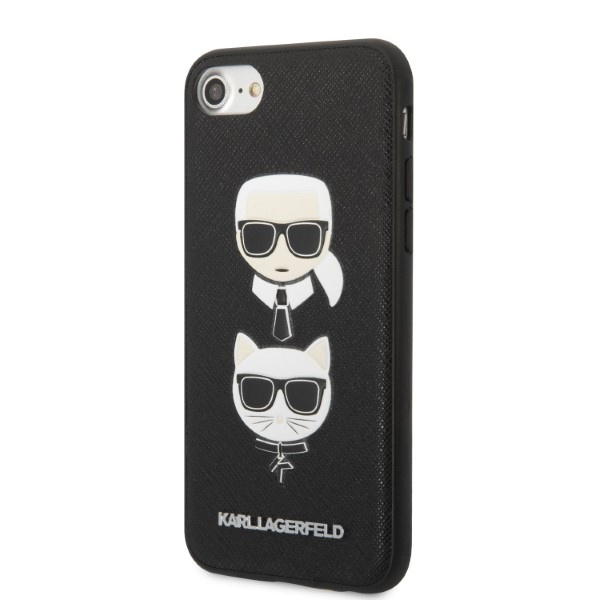 Karl Lagerfeld KLHCI8SAKICKCBK Apple iPhone SE 2022/SE 2020/8/7 black hardcase Saffiano Ikonik Karl&Choupette Head