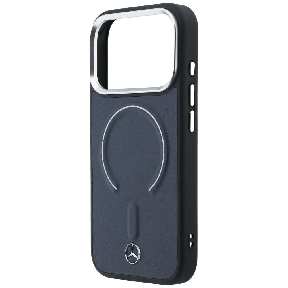 Etui Mercedes Leather 3D MagSafe do Apple iPhone 17 Pro granatowy
