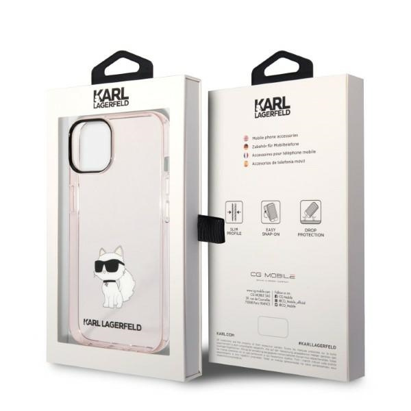 Karl Lagerfeld KLHCP14SHNCHTCP Apple iPhone 14 pink hardcase Ikonik Choupette