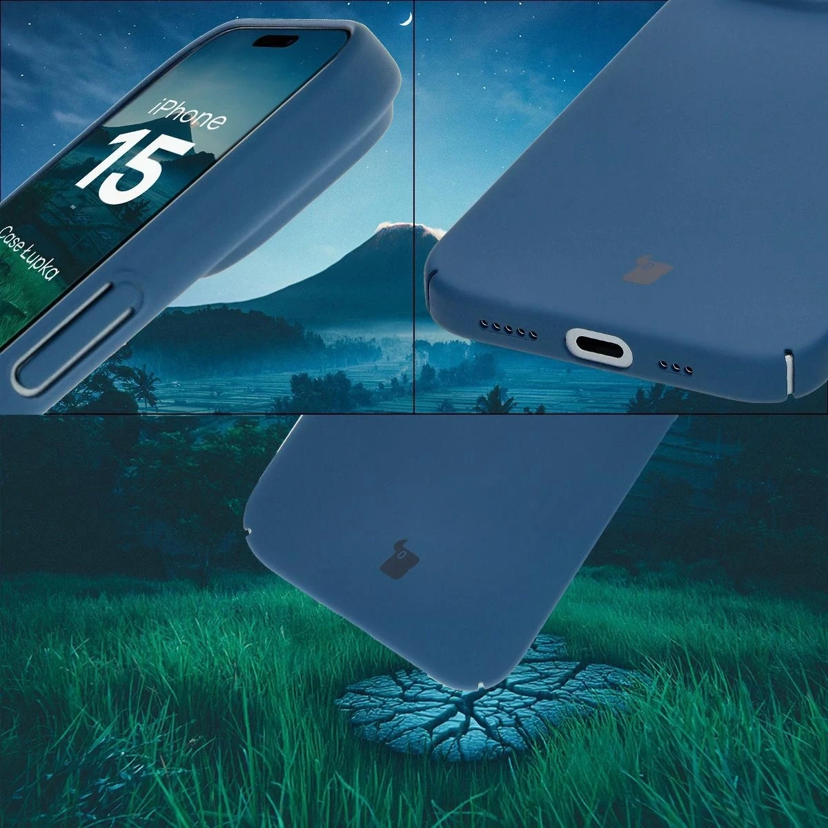 Etui Bizon Case Łupka do Apple iPhone 15 niebieskie