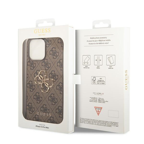 Guess GUHCP15X4GMGBR Apple iPhone 15 Pro Max hardcase 4G Big Metal Logo brown