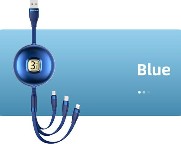 USAMS Cable U69 3in1 1m blue (Lightning/microUSB/USB-C) SJ508USB02 (US-SJ508)