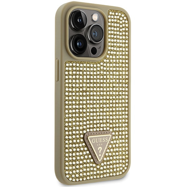 Guess GUHCP14LHDGTPD Apple iPhone 14 Pro gold hardcase Rhinestone Triangle