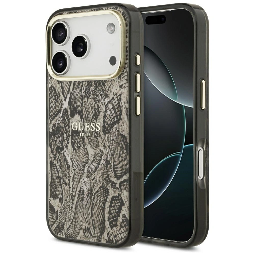 Etui Guess Python Pattern MagSafe do Apple iPhone 17 Pro Max brązowy