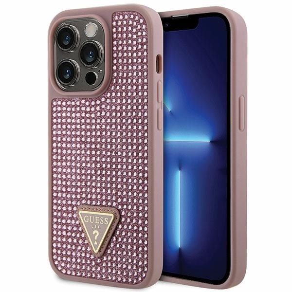 Guess GUHCP14LHDGTPP Apple iPhone 14 Pro pink hardcase Rhinestone Triangle