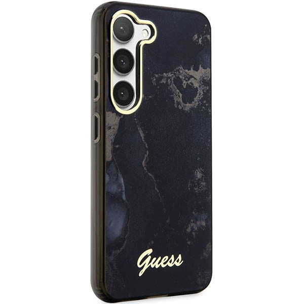 Guess GUHCS23SHTMRSK Samsung Galaxy S23 black hardcase Golden Marble Collection