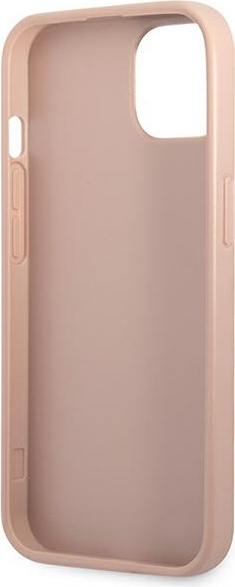 Guess GUHCP13SPSATPP Apple iPhone 13 mini pink hardcase SaffianoTriangle Logo Cardslot