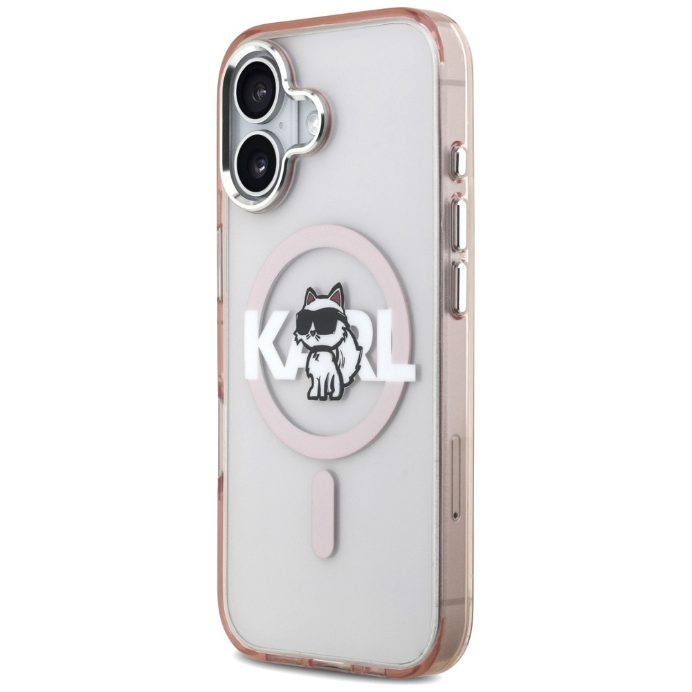 Etui Karl Lagerfeld IML Choupette Sketch Logo MagSafe do Apple iPhone 17 różowy