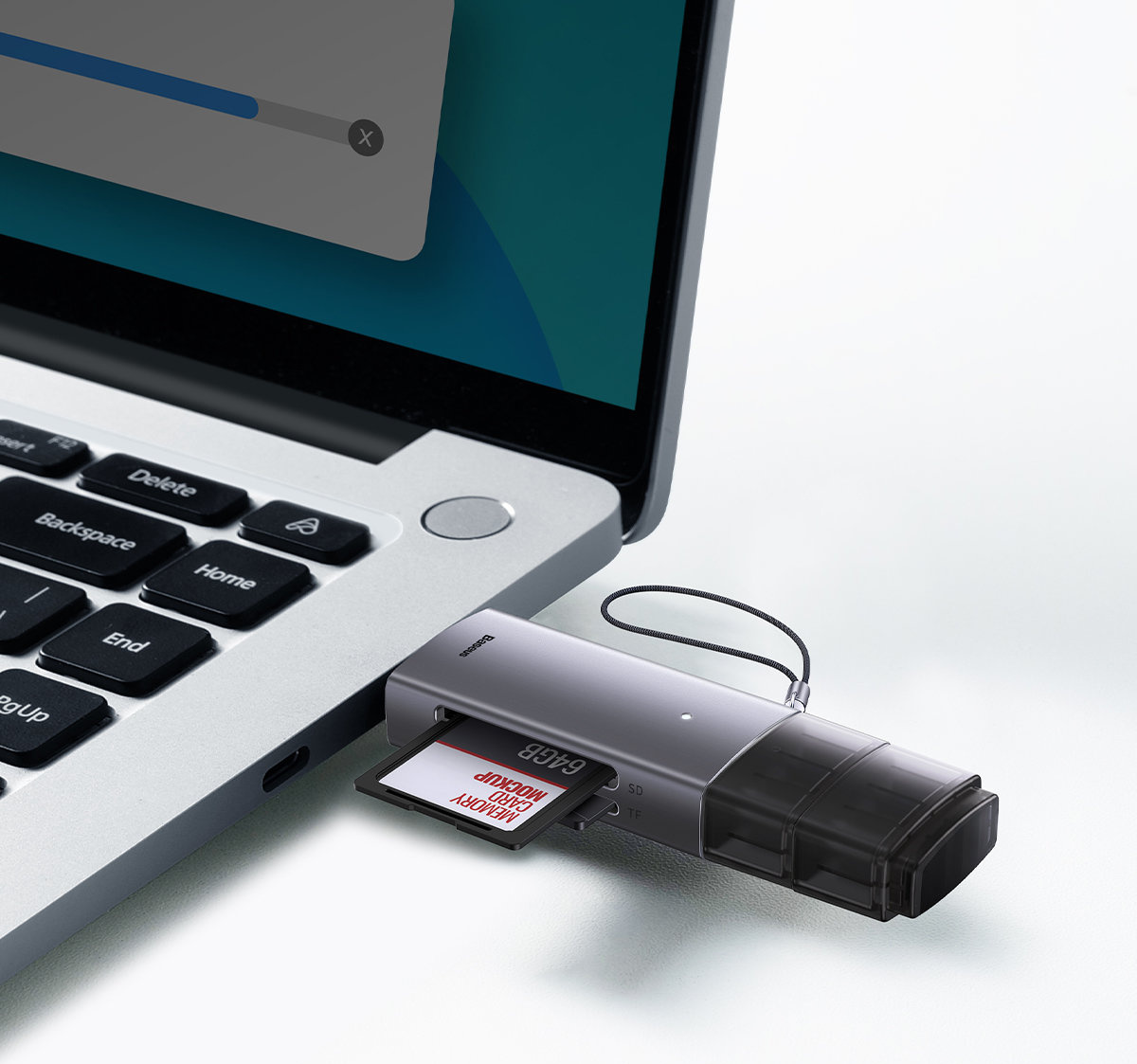 Baseus Lite Series SD/TF Card Reader USB-A & USB-C gray