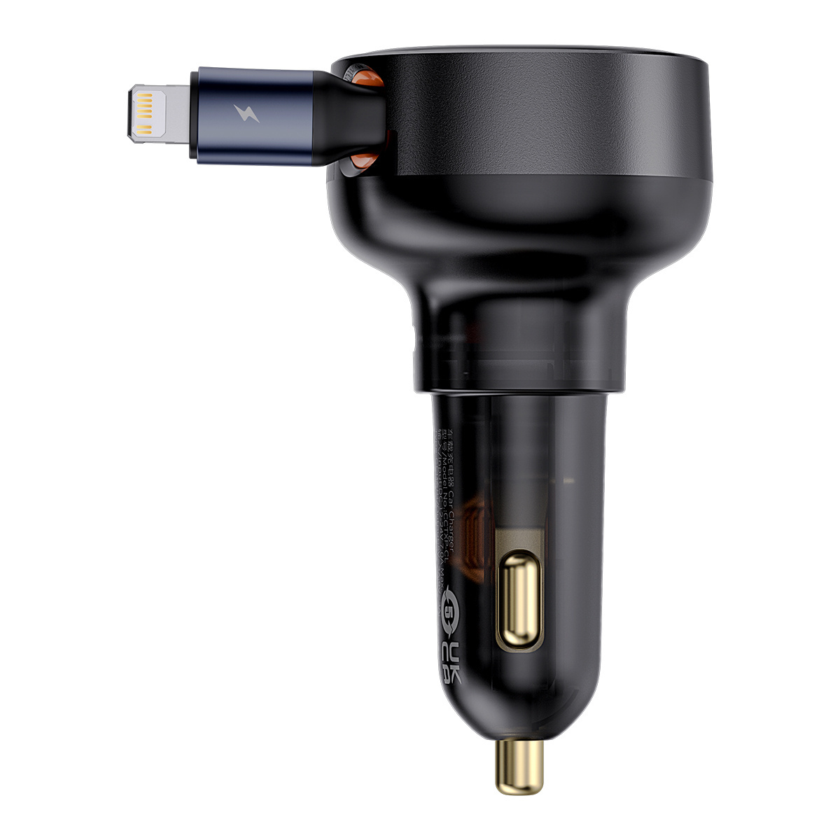 Baseus Enjoyment Pro USB-C car charger + built-in Lightning cable 60W black