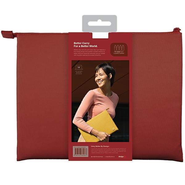 UNIQ Lyon laptop Sleeve 14 inch Waterproof RPET brick red