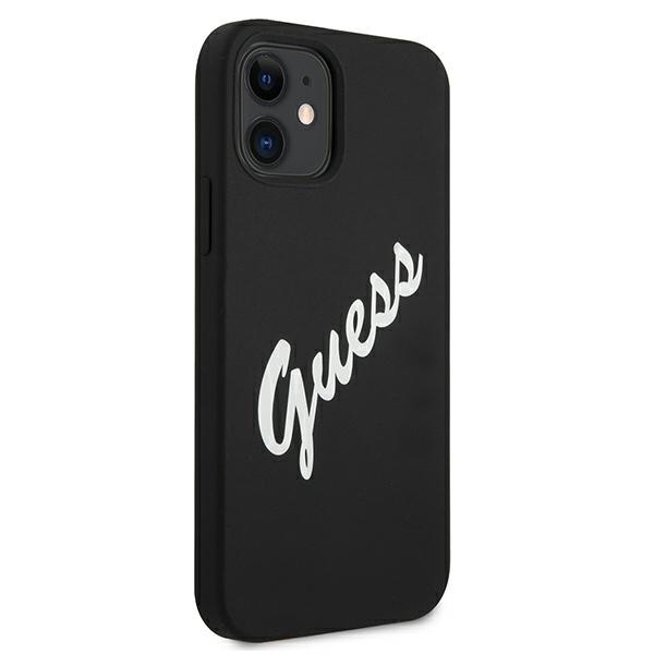 Guess GUHCP12SLSVSBW Apple iPhone 12 mini black white hardcase Silicone Vintage