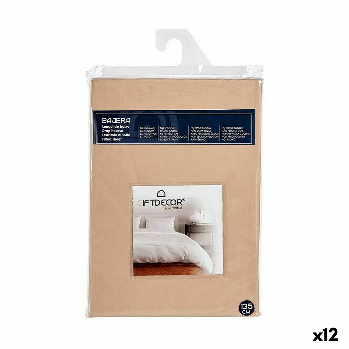 Fitted sheet 135 cm Beige (12 Units)