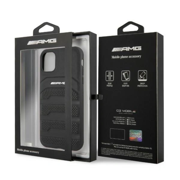 AMG AMHCN61GSEBK Apple iPhone 11 / XR hardcase Leather Debossed Lines black