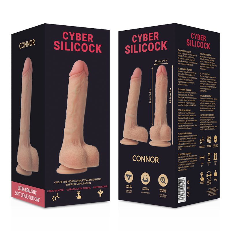 CYBER SILICOCK STRAP-ON CONNOR LIQUID SILICONE  WITH 3 RINGS FREE