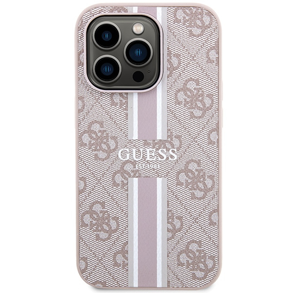 Guess GUHMP15XP4RPSP Apple iPhone 15 Pro Max hardcase 4G Printed Stripes MagSafe pink