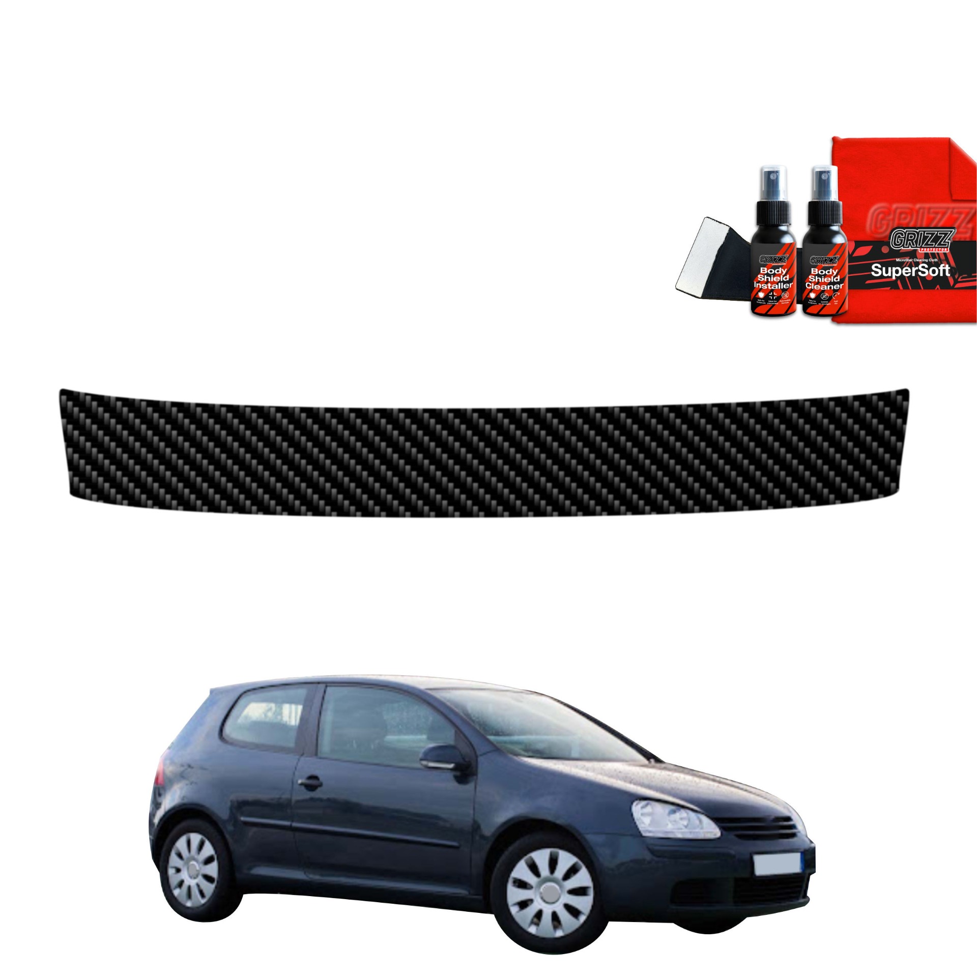 Folia karbonowa na próg bagażnika GrizzGlass BodyShield do Volkswagen Golf 5 Hatchback 3D (2003-2009)