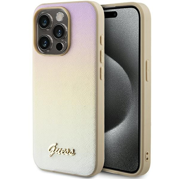 Guess GUHCP14XPSAIRSD Apple iPhone 14 Pro Max hardcase Saffiano Iridescent Script gold