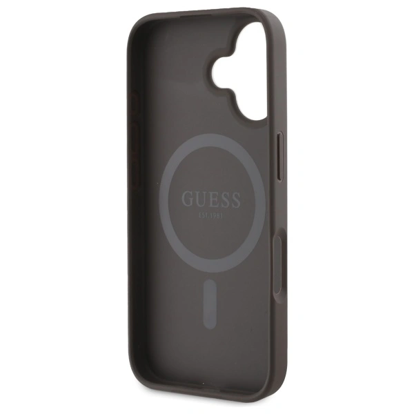 Guess GUHMP16SP4PWPW Apple iPhone 16 hardcase Peony On 4G Background MagSafe brown