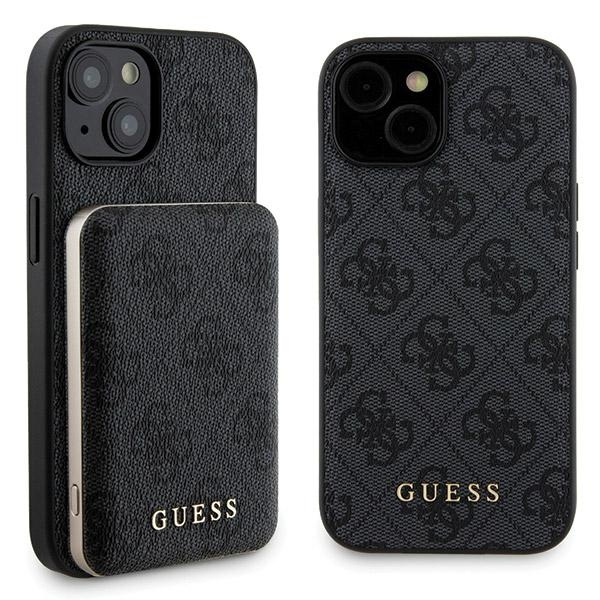 Guess GUBPM5P15S4GEMGK Apple iPhone 15 hardcase + Powerbank 5000mAh MagSafe 4G Metal Logo black