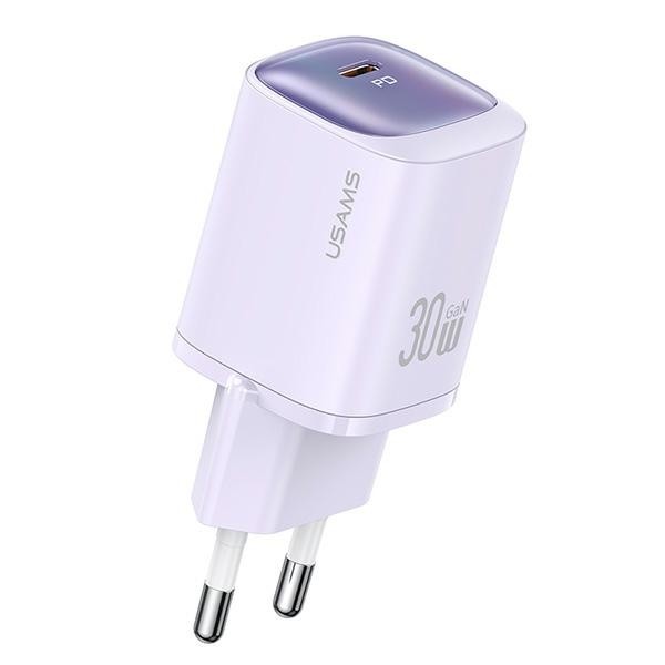 USAMS CC251 wall charger USB-C 30W GaN Fast Charging HC Series purple