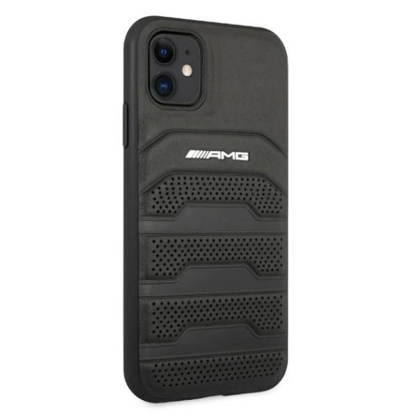AMG AMHCN61GSEBK Apple iPhone 11 / XR hardcase Leather Debossed Lines black
