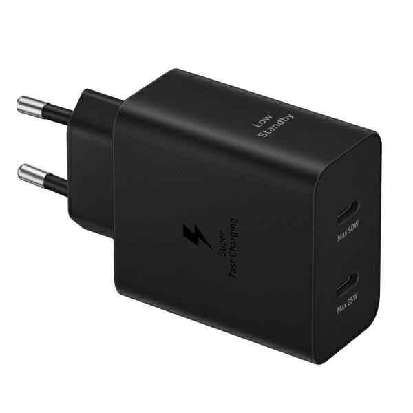 Samsung EP-T5020XBEGEU wall charger USB-C 25W, USB-C 50W PD + USB-C / USB-C cable 5A 1.8m Super Fast Charge black