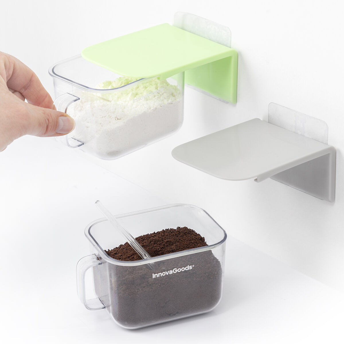 Removable Adhesive Kitchen Containers Handstore InnovaGoods Pack of 2 units Removable Adhesive Kitchen Containers Handstore InnovaGoods Pack of 2 units