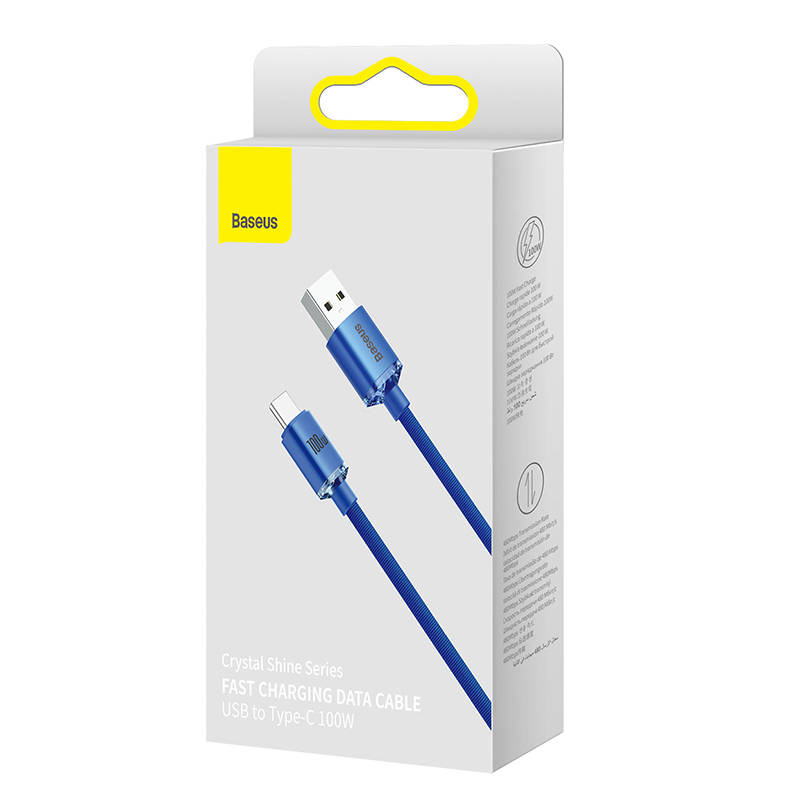 Baseus Crystal cable USB to USB-C, 100W, 2m (blue)