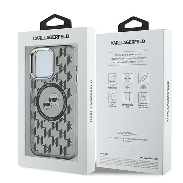 Karl Lagerfeld KLHMP15LHMCKMHK Apple iPhone 15 Pro IML Monogram Karl&Choupette Head MagSafe black