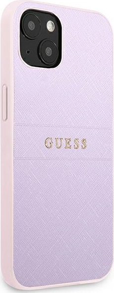 Guess GUHCP13SPSASBPU Apple iPhone 13 mini purple Saffiano Hot Stamp & Metal Logo