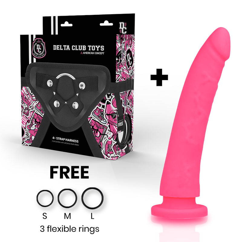 DELTA CLUB -  TOYS HARNESS + DONG PINK SILICONE 20 X 4 CM