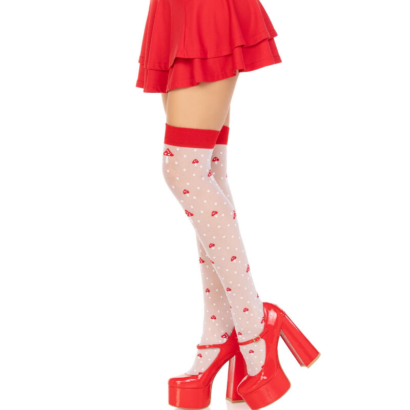 LEG AVENUE - MUSHROOM HIGH SOCKS RED/WHITE