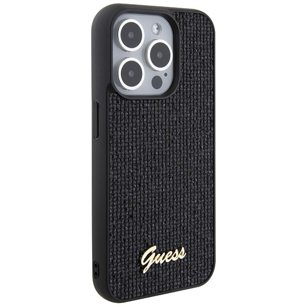 Guess GUHCP15LPMSDGSK Apple iPhone 15 Pro hardcase Disco Metal Script black