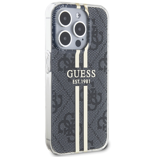Guess GUHCP15LH4PSEGK Apple iPhone 15 Pro hardcase IML 4G Gold Stripe black