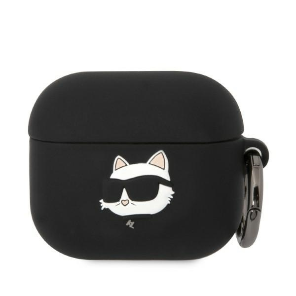 Karl Lagerfeld KLA3RUNCHK Apple AirPods 3 cover black Silicone Choupette Head 3D
