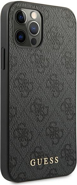 Guess GUHCP12MG4GFGR Apple iPhone 12/12 Pro grey hard case 4G Metal Gold Logo