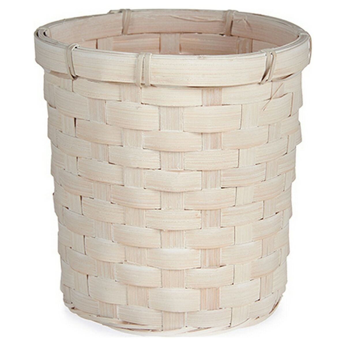Planter 17 x 15 x 17 cm White PVC Bamboo