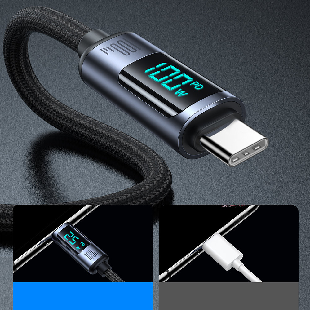 Joyroom S-CC100A16 USB-C/USB-C Cable 100W 1.2m LED display black