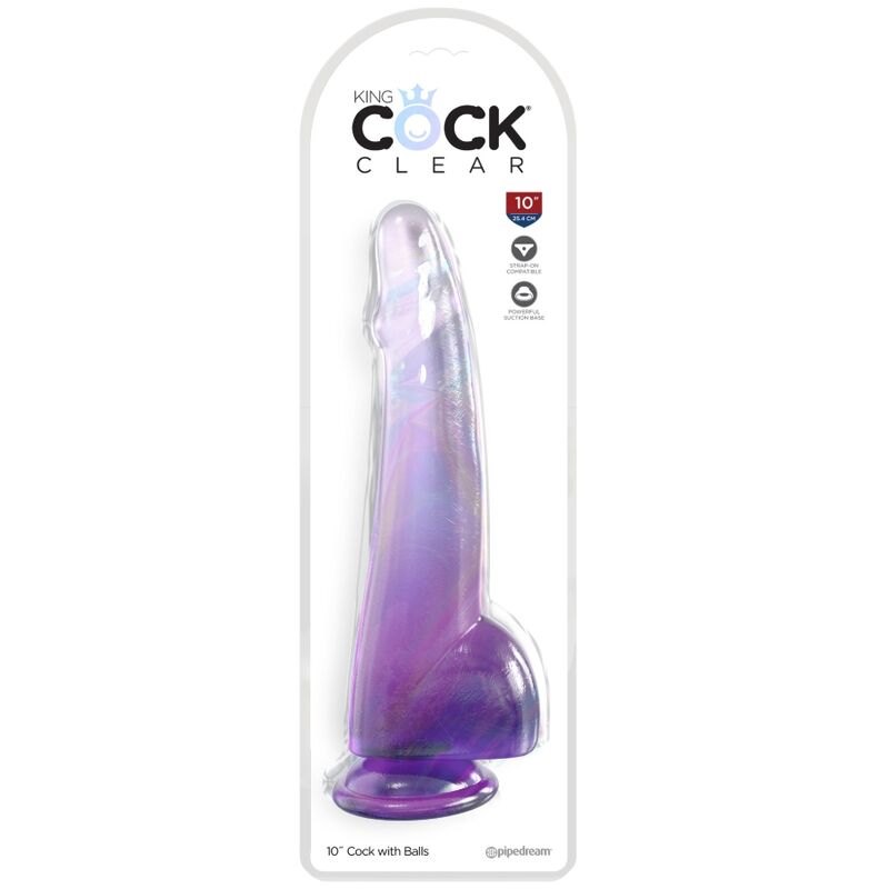KING COCK CLEAR - DILDO WITH TESTICLES 19 CM PURPLE