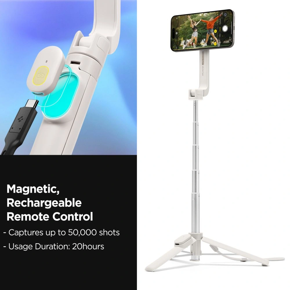 Spigen S571W MagSafe Bluetooth Selfie Stick Tripod Dune Beige