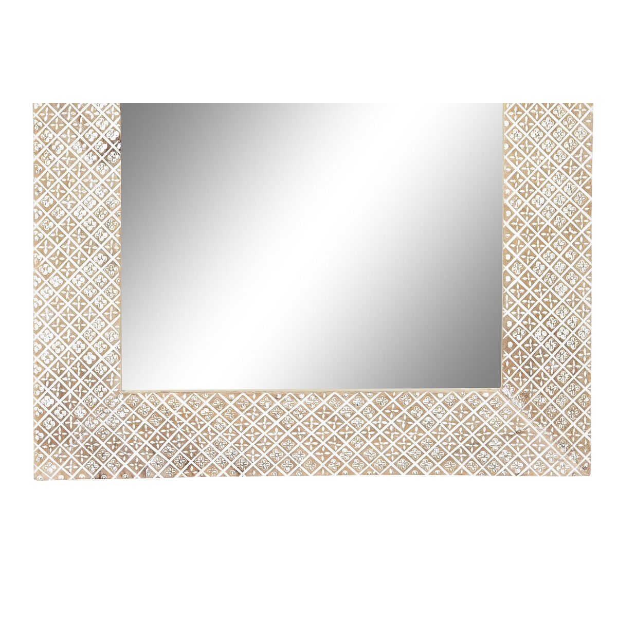 Wall mirror DKD Home Decor Natural White Mango wood (76,5 x 3 x 122 cm)