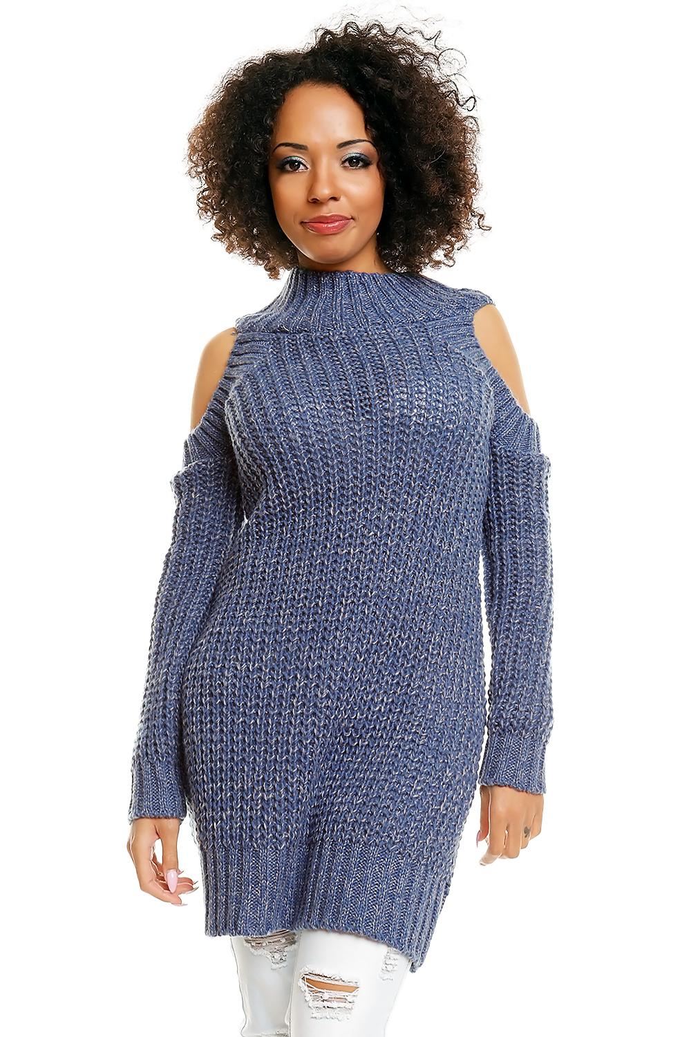  Hard-knitted jumper model 84345 PeeKaBoo  blue