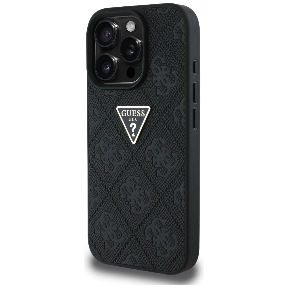 Guess Hot Stamp 4G Pattern Triangle Metal Logo Apple iPhone 16 Pro Max black