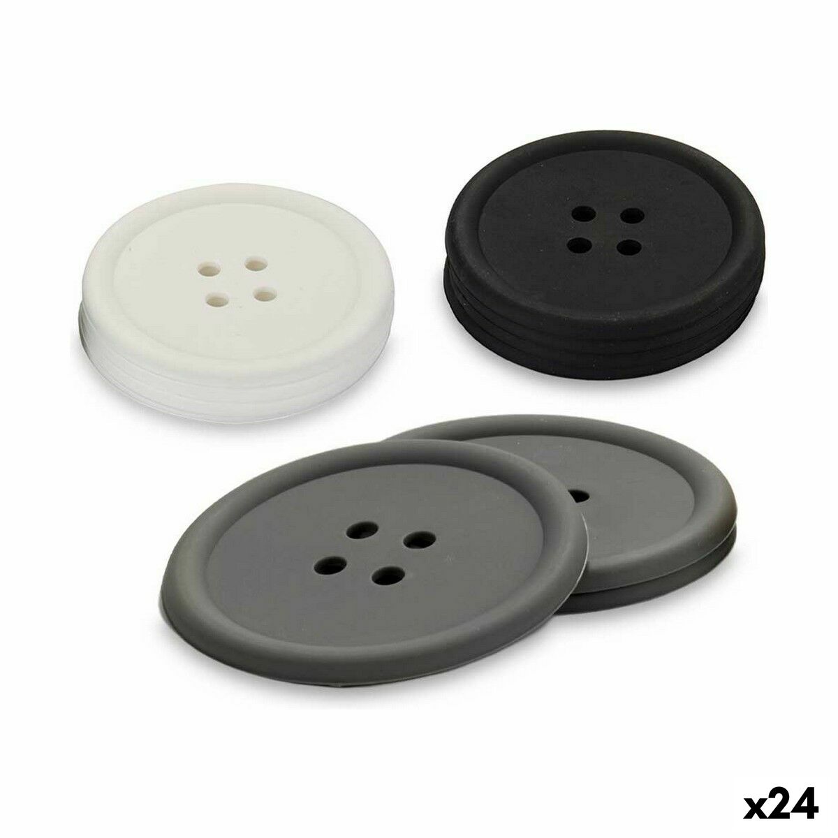 Coasters Button Set Silicone (24 Units)