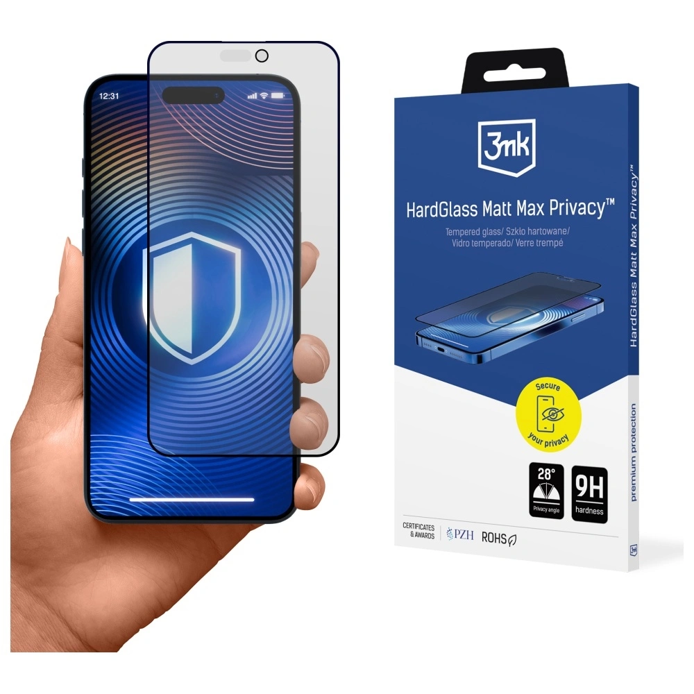 Szkło hartowane 3MK HardGlass Matt Max do Apple iPhone 16 Pro / 17