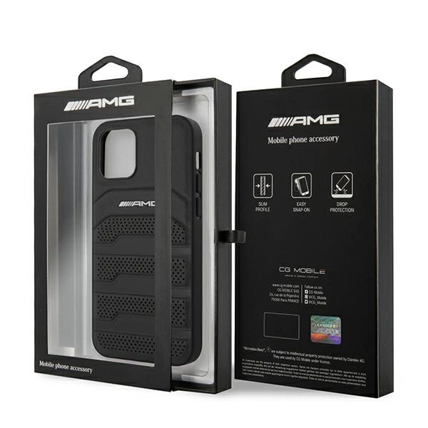 AMG AMHCP12SGSEBK Apple iPhone 12 mini hardcase Leather Debossed Lines black