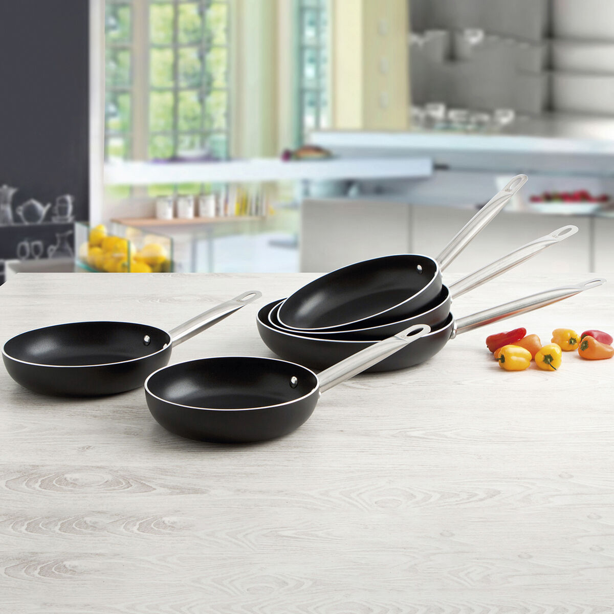 Pan Quid Pro Chef Black Metal Steel Ø 24 cm (6 Units)